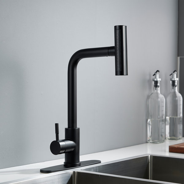 Chiczam Kitchen Faucet With Pull Down Sprayer Black Waterfall 4 Mode